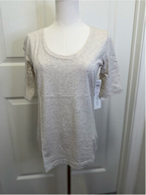 Haven Well Within Women's Linen Blend Scoop Neck Tee Top XS Oatmeal NWT Soft